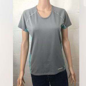 Patagonia Womens Tee Size M Teal Gray Short Sleeve